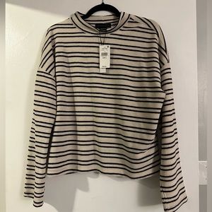 NWT striped mock neck pullover, L